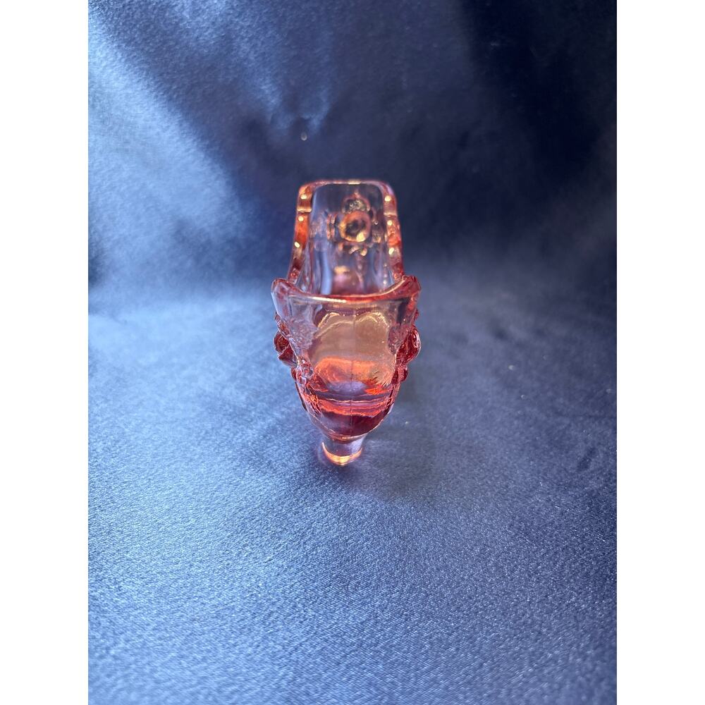 Vintage Fenton Pink Cabbage Roll Pattern Glass Boot - Picture 5 of 7